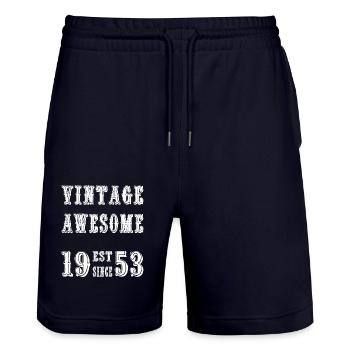 Vintage Awesome EST SINCE 1953 Birthday - Stanley/Stella Unisex Bio Joggingshorts Trainer  - Dark navy - Vorne - Nik (191cm) & Marisol (170cm)