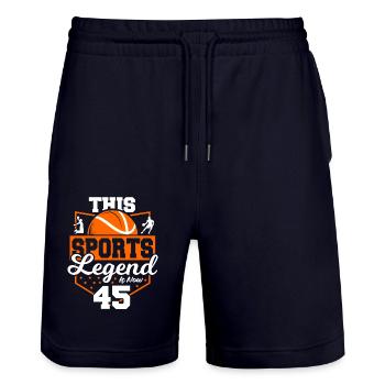 Diese Sportlegende Ist Jetzt 45, Basketballspiel - Stanley/Stella Unisex Bio Joggingshorts Trainer  - Dark navy - Vorne - Nik (191cm) & Marisol (170cm)