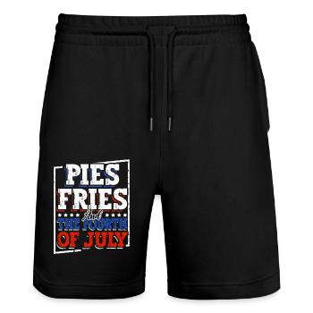 Pies Pommes Frites Und Der Vierte Juli - Stanley/Stella Unisex Bio Joggingshorts Trainer  - Schwarz - Vorne - Nik (191cm) & Marisol (170cm)