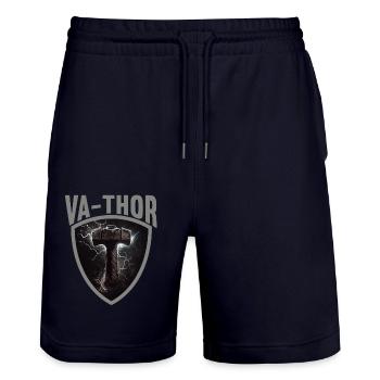 Papa Vathor Va Thor Vatertag Vatertagsgeschenk - Stanley/Stella Unisex Bio Joggingshorts Trainer  - Dark navy - Vorne - Nik (191cm) & Marisol (170cm)