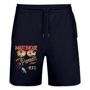Idee cadeau La Martinique un petit paradis - Short de jogging bio TRAINER Stanley/Stella unisexe - marine foncé - Devant - Nik (191cm) & Marisol (170cm)