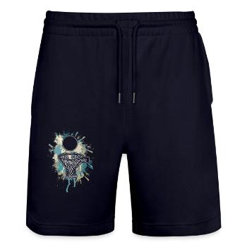 Basketball basketball players - Stanley/Stella Trainer Unisex Organic Jogging Shorts - dark navy - Front - Nik (191cm) & Marisol (170cm)