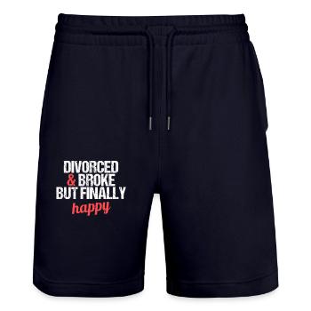 Divorcé et fauché mais finalement heureux divorce - Short de jogging bio TRAINER Stanley/Stella unisexe - marine foncé - Devant - Nik (191cm) & Marisol (170cm)