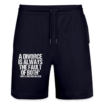 Divorce is a fault of both Wife and Mother in Law - Stanley/Stella Unisex Bio Joggingshorts Trainer  - Dark navy - Vorne - Nik (191cm) & Marisol (170cm)