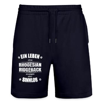 Leben ohne Hund ist Sinnlos - Rhodesian Ridgeback - Stanley/Stella Unisex Bio Joggingshorts Trainer  - Dark navy - Vorne - Nik (191cm) & Marisol (170cm)