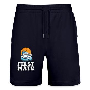 First Mate Motorboating Squad Lake Life Pontoon - Short de jogging bio TRAINER Stanley/Stella unisexe - marine foncé - Devant - Nik (191cm) & Marisol (170cm)
