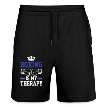 boxing therapy - Stanley/Stella Unisex Bio Joggingshorts Trainer  - Schwarz - Vorne - Nik (191cm) & Marisol (170cm)