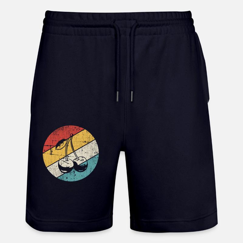 Cherry Retro Fruit Fruit Round - Stanley/Stella Trainer Unisex Organic Jogging Shorts - dark navy