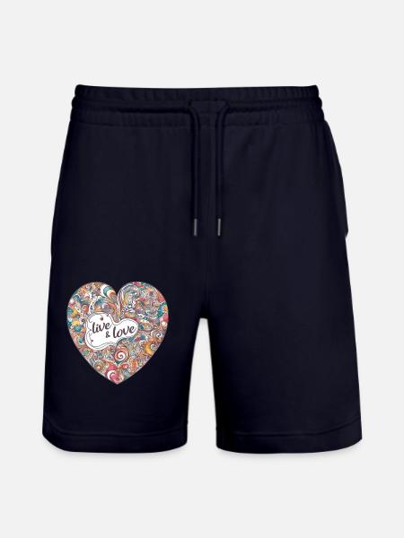 Buntes Herz - live & love - Stanley/Stella Trainer Unisex Organic Jogging Shorts - dark navy