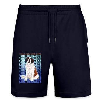 St. Bernard Dog St. Bernard Dog Gift - Stanley/Stella Trainer Unisex Organic Jogging Shorts - dark navy - Front - Nik (191cm) & Marisol (170cm)