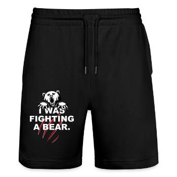 Ich kämpfte gegen einen Bären - Stanley/Stella Unisex Bio Joggingshorts Trainer  - Schwarz - Vorne - Nik (191cm) & Marisol (170cm)