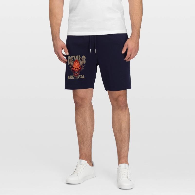 Horror, Devil Devil, Funny Devil Saying Stanley/Stella Trainer Unisex Organic Jogging Shorts