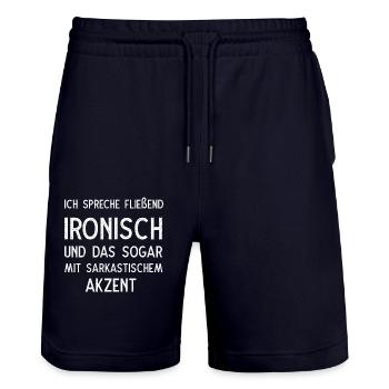 Ich spreche fließend ironisch - Stanley/Stella Unisex Bio Joggingshorts Trainer  - Dark navy - Vorne - Nik (191cm) & Marisol (170cm)