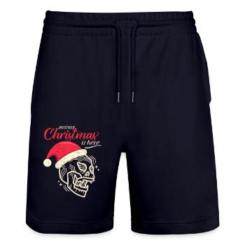 Crâne de Noël crâne, dicton drôle - Short de jogging bio TRAINER Stanley/Stella unisexe - marine foncé - Devant - Nik (191cm) & Marisol (170cm)