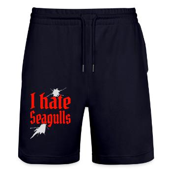 I hate Seagulls Ich hasse Möwen Segler Kapitän - Stanley/Stella Unisex Bio Joggingshorts Trainer  - Dark navy - Vorne - Nik (191cm) & Marisol (170cm)