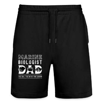 Biologiste marin Papa L’idole L’océanologue - Short de jogging bio TRAINER Stanley/Stella unisexe - noir - Devant - Nik (191cm) & Marisol (170cm)