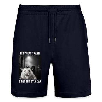 Lets eat Trash and get hit by a Car Opossum Possum - Stanley/Stella Trainer Unisex Organic Jogging Shorts - dark navy - Front - Nik (191cm) & Marisol (170cm)