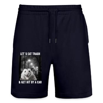 Lets eat Trash and get hit by a Car Opossum Possum - Stanley/Stella Trainer Unisex Organic Jogging Shorts - dark navy - Front - Nik (191cm) & Marisol (170cm)