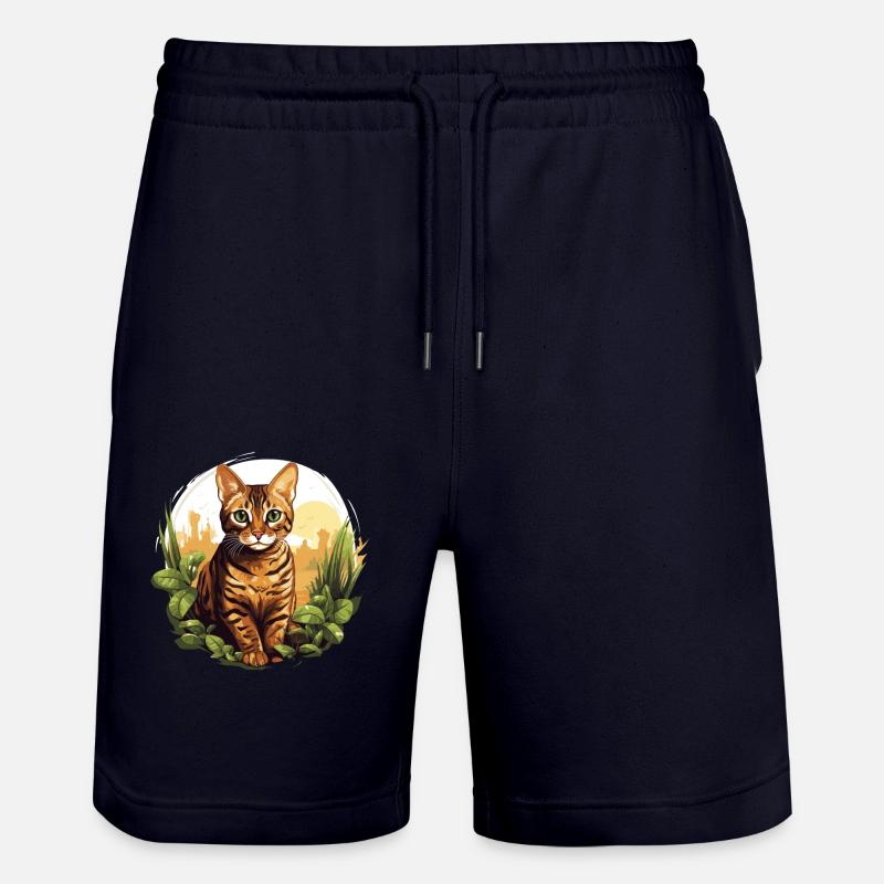 Chat du Bengale Bengalkatze - Short de jogging bio TRAINER Stanley/Stella unisexe - marine foncé