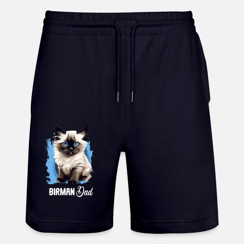 Birman Cat Birma Katze - Stanley/Stella Trainer Unisex Organic Jogging Shorts - dark navy
