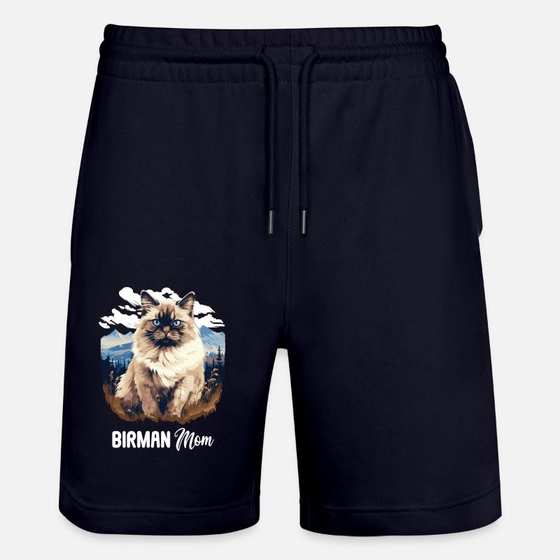 Birman Cat Birma Katze - Stanley/Stella Unisex Bio Joggingshorts Trainer  - Dark navy