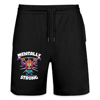 Mentally strong - well-being - Stanley/Stella Trainer Unisex Organic Jogging Shorts - black - Front - Nik (191cm) & Marisol (170cm)
