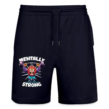 Mental stark - Wohlbefinden - Stanley/Stella Unisex Bio Joggingshorts Trainer  - Dark navy - Vorne - Nik (191cm) & Marisol (170cm)