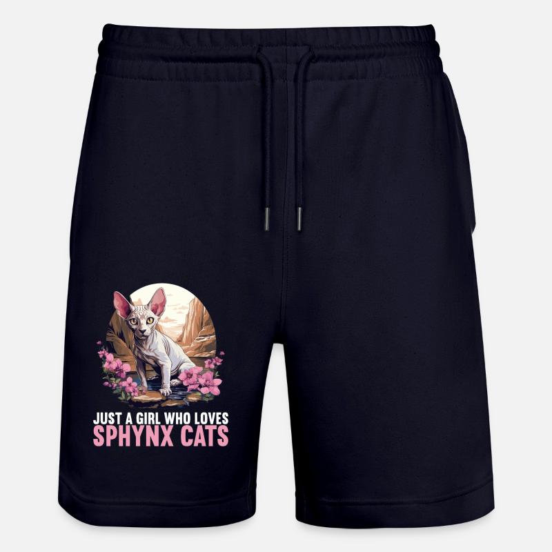 Sphynx Kätzchen Sphynx Katze - Stanley/Stella Unisex Bio Joggingshorts Trainer  - Dark navy
