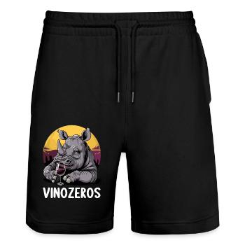 Vinozeros Connaisseur de vin Buveur de vin Amateurs de vin - Short de jogging bio TRAINER Stanley/Stella unisexe - noir - Devant - Nik (191cm) & Marisol (170cm)