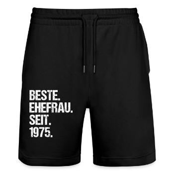 Valentinstag Beste Ehefrau Seit 1975 - Stanley/Stella Unisex Bio Joggingshorts Trainer  - Schwarz - Vorne - Nik (191cm) & Marisol (170cm)
