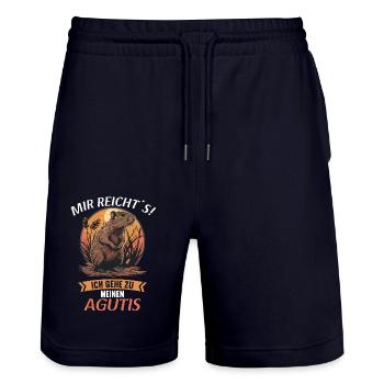Agouti Agutis Aguti - Stanley/Stella Unisex Bio Joggingshorts Trainer  - Dark navy - Vorne - Nik (191cm) & Marisol (170cm)