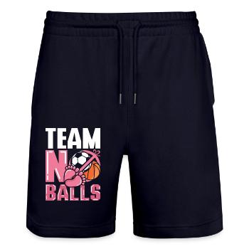 Gender Reveal Team girl team no balls - Stanley/Stella Unisex Bio Joggingshorts Trainer  - Dark navy - Vorne - Nik (191cm) & Marisol (170cm)