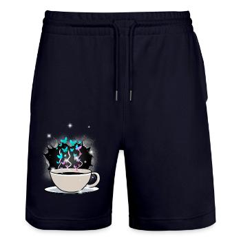Kaffee Kaffeetasse Koffein - Stanley/Stella Unisex Bio Joggingshorts Trainer  - Dark navy - Vorne - Nik (191cm) & Marisol (170cm)