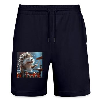 Hedgehog - Stanley/Stella Trainer Unisex Organic Jogging Shorts - dark navy - Front - Nik (191cm) & Marisol (170cm)