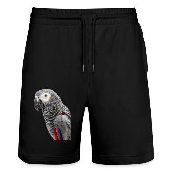 Gris africain - Short de jogging bio TRAINER Stanley/Stella unisexe - noir - Devant - Nik (191cm) & Marisol (170cm)