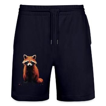 Raccoon Motif Animal Lover Art Artwork - Stanley/Stella Trainer Unisex Organic Jogging Shorts - dark navy - Front - Nik (191cm) & Marisol (170cm)