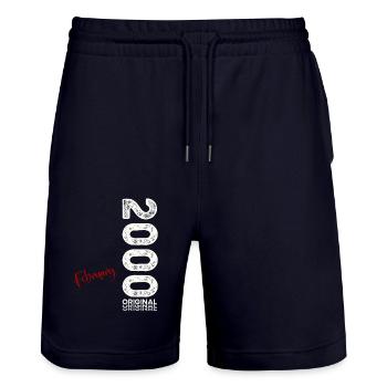 25ème anniversaire cadeau mari Original février 2000 - Short de jogging bio TRAINER Stanley/Stella unisexe - marine foncé - Devant - Nik (191cm) & Marisol (170cm)