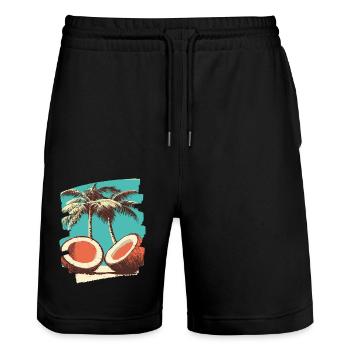 Kokosnuss Noix de - Short de jogging bio TRAINER Stanley/Stella unisexe - noir - Devant - Nik (191cm) & Marisol (170cm)