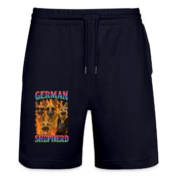 Deutscher Schäferhund - Stanley/Stella Unisex Bio Joggingshorts Trainer  - Dark navy - Vorne - Nik (191cm) & Marisol (170cm)