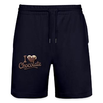 Chocolate Passion I Love Chocolate - Stanley/Stella Unisex Bio Joggingshorts Trainer  - Dark navy - Vorne - Nik (191cm) & Marisol (170cm)