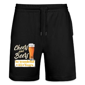 Cheers and Beers to wonderful 45 Years - Stanley/Stella Unisex Bio Joggingshorts Trainer  - Schwarz - Vorne - Nik (191cm) & Marisol (170cm)