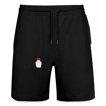 Hamster in Brusttasche - Stanley/Stella Unisex Bio Joggingshorts Trainer  - Schwarz - Vorne - Nik (191cm) & Marisol (170cm)