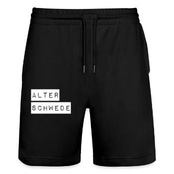 Old Swede Funny Expression Saying - Stanley/Stella Trainer Unisex Organic Jogging Shorts - black - Front - Nik (191cm) & Marisol (170cm)