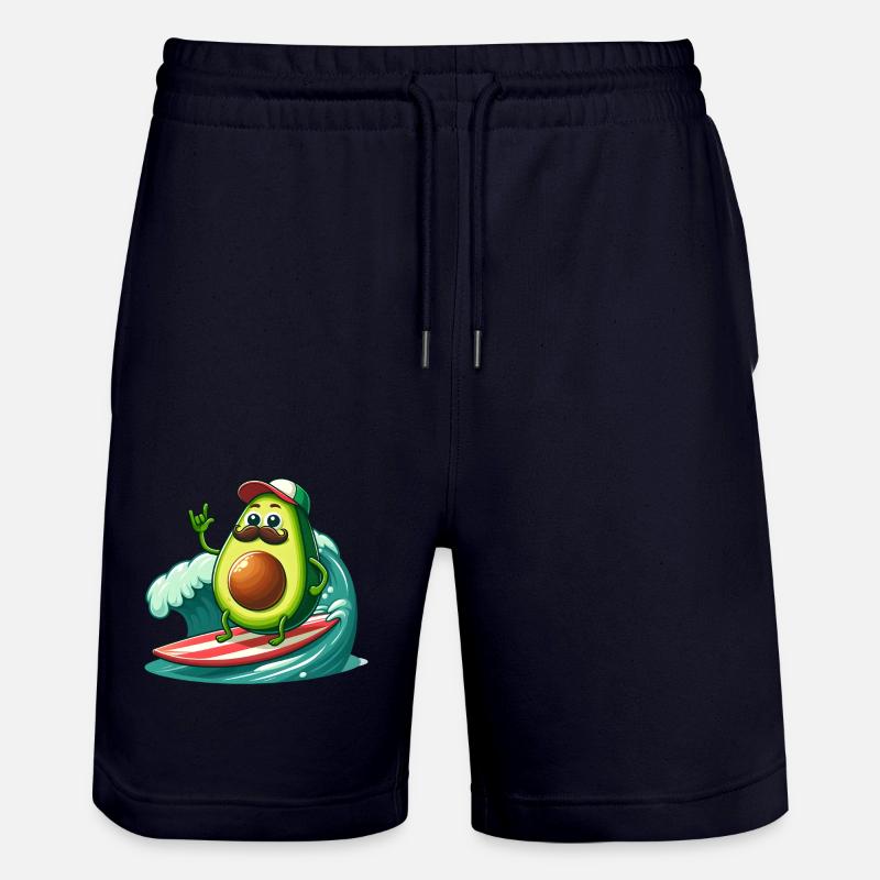 Surfende Avocado mit Schnurrbart - Stanley/Stella Unisex Bio Joggingshorts Trainer  - Dark navy