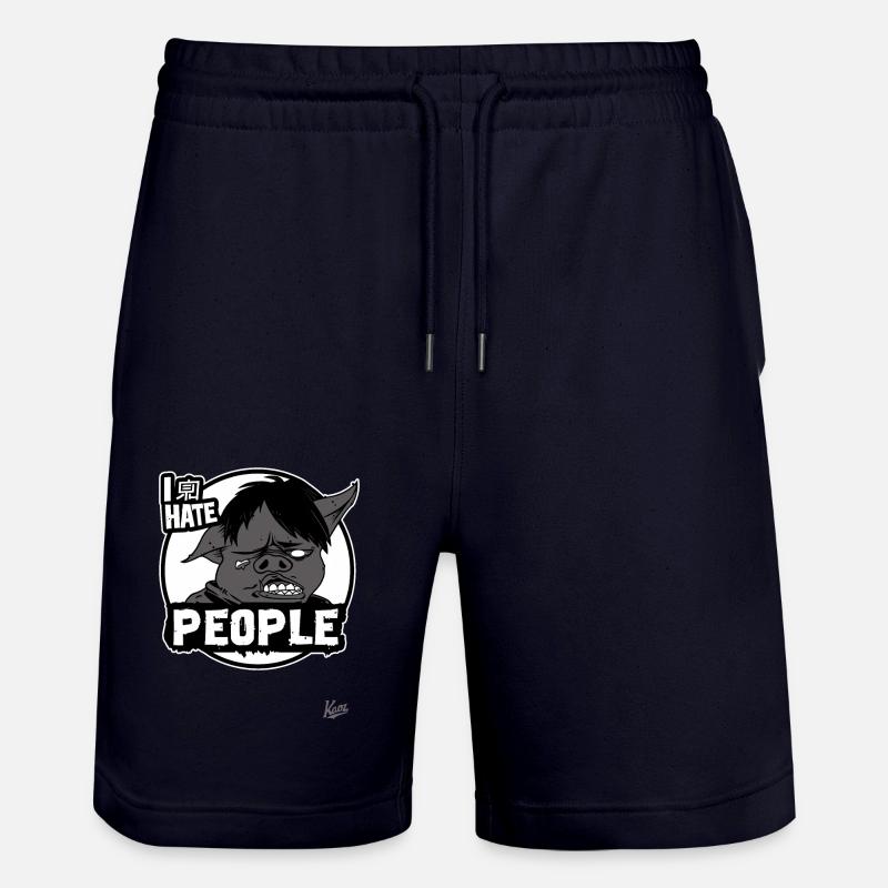 Ich hasse Menschen, Sarkasmus Schwein - Stanley/Stella Unisex Bio Joggingshorts Trainer - Dark navy
