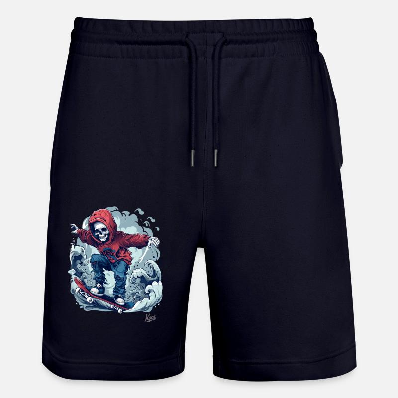Cool skateur skeleton skateboard dans le ciel - Short de jogging bio TRAINER Stanley/Stella unisexe - marine foncé