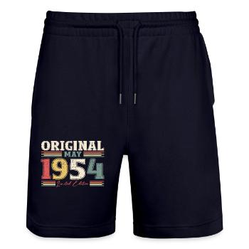 70. Geburtstag Mann Legende Mai Jahrgang 1954 - Stanley/Stella Unisex Bio Joggingshorts Trainer  - Dark navy - Vorne - Nik (191cm) & Marisol (170cm)