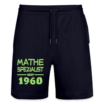 Mathe 1960 - Stanley/Stella Unisex Bio Joggingshorts Trainer  - Dark navy - Vorne - Nik (191cm) & Marisol (170cm)