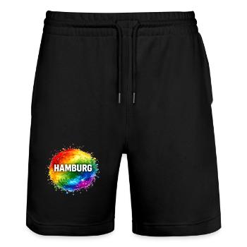 Hambourg en couleurs arc-en-ciel - Short de jogging bio TRAINER Stanley/Stella unisexe - noir - Devant - Nik (191cm) & Marisol (170cm)