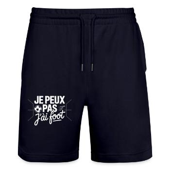 Je peux pas j'ai foot - Short de jogging bio TRAINER Stanley/Stella unisexe - marine foncé - Devant - Nik (191cm) & Marisol (170cm)
